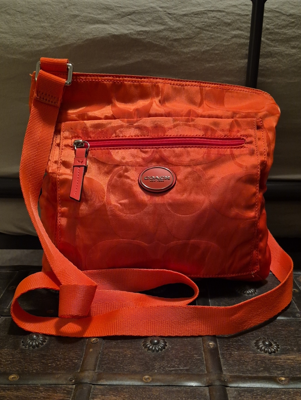 Coach Orange Signature Nylon Crossbody Bag